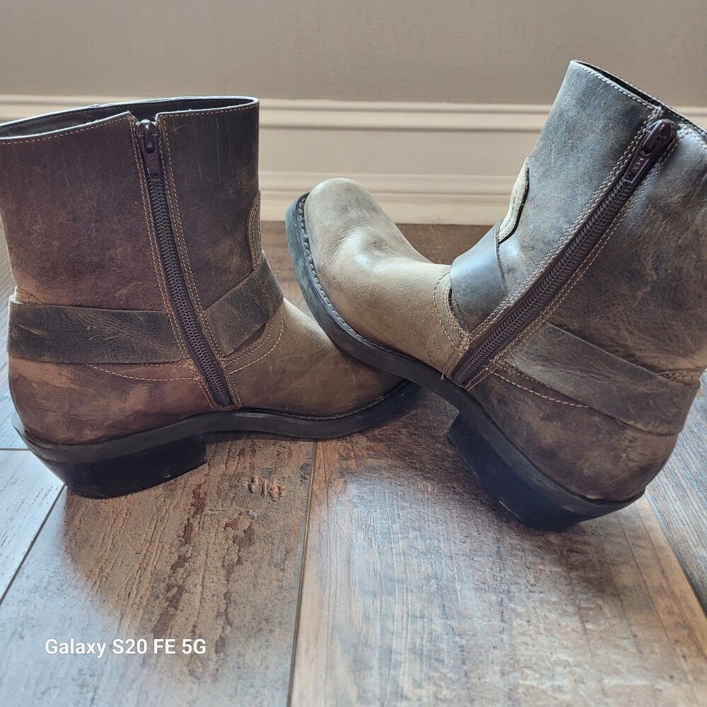 Leather Western Harness Pull On Men's Boots 9.5 Vintage Frye Maybe SB9 - Picture 9 of 12
